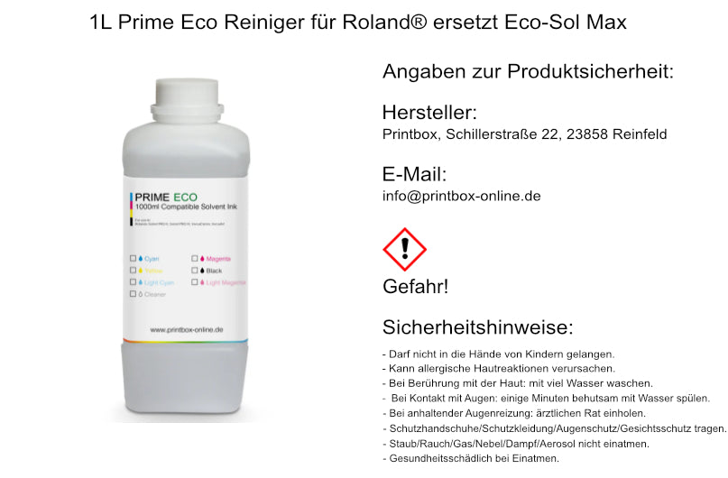 1L Prime ECO Druckkopfreiniger für Solvent Tinten