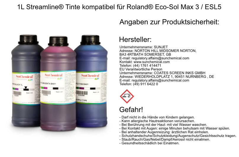 1L Streamline® Tinte kompatibel für Roland® Eco-Sol Max 3 / ESL5