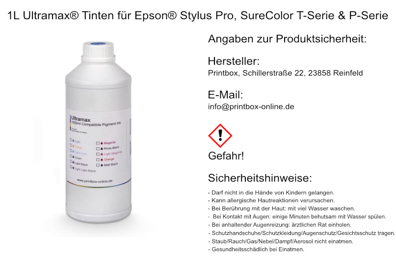 1L Ultramax® Inks for Epson® Stylus Pro, SureColor T-Series & P-Series