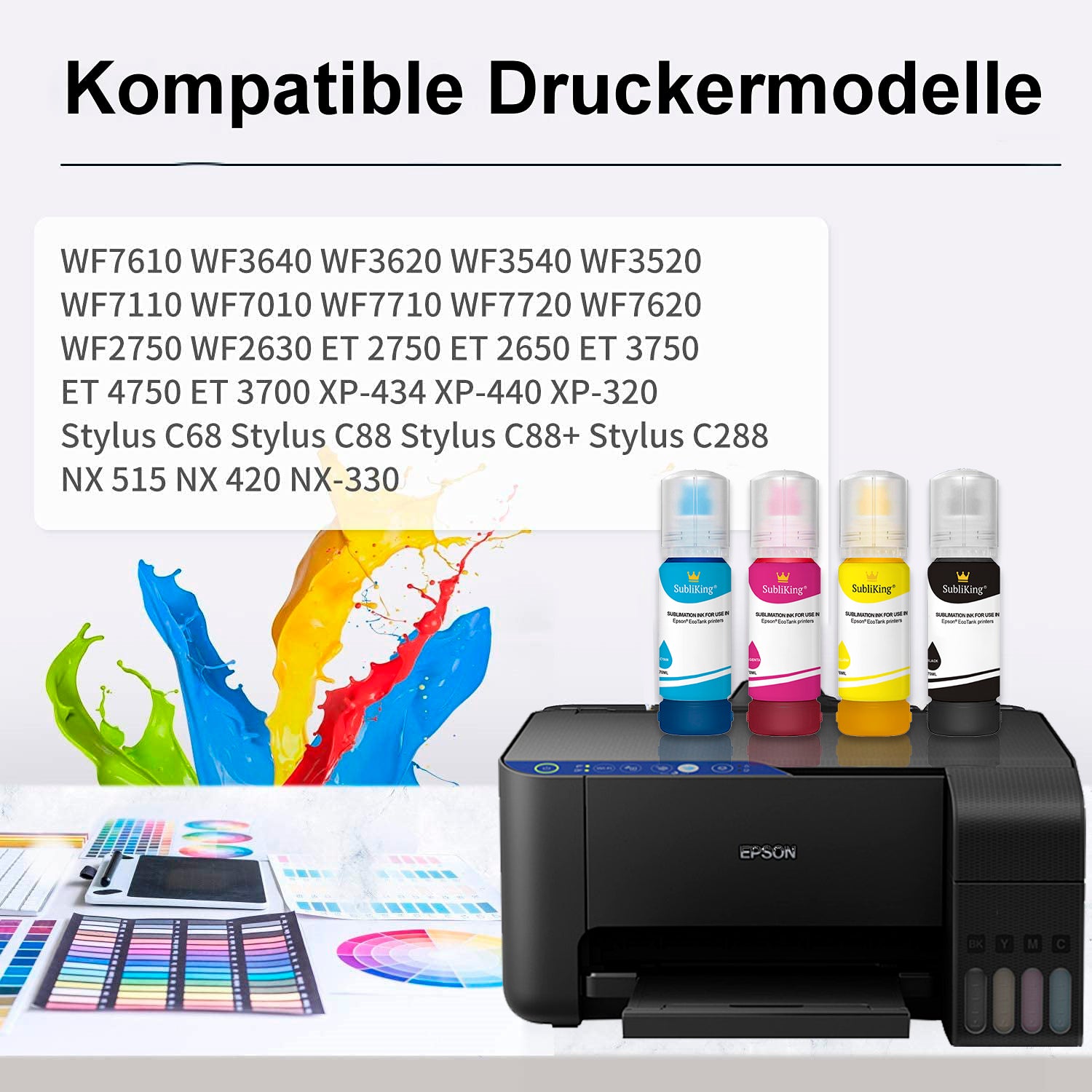 70ml Subliking® sublimation inks for all Epson® EcoTank printers with adapter