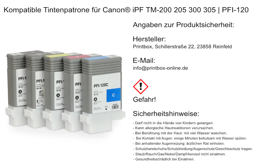 Compatible ink cartridge for Canon® iPF TM-200 205 300 305 | PFI-120