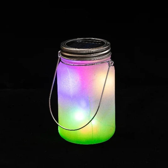 Sonnenglas Tischlampe aus Glas mit Solarmodul und LED - bedruckbar