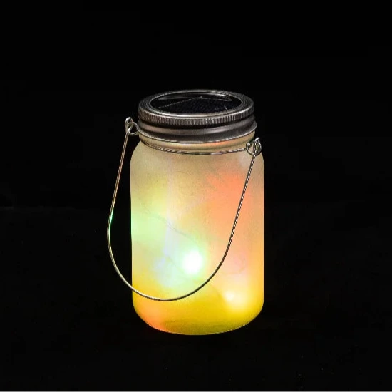 Sonnenglas Tischlampe aus Glas mit Solarmodul und LED - bedruckbar