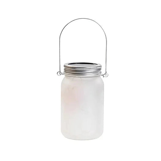 Sonnenglas Tischlampe aus Glas mit Solarmodul und LED - bedruckbar