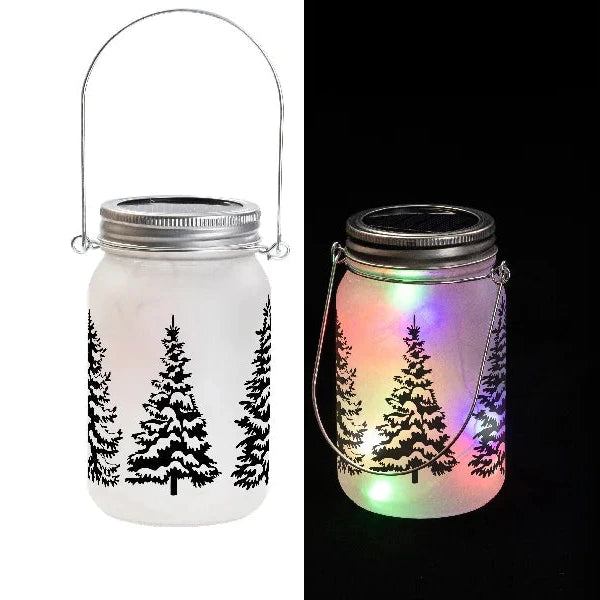 Sonnenglas Tischlampe aus Glas mit Solarmodul und LED - bedruckbar