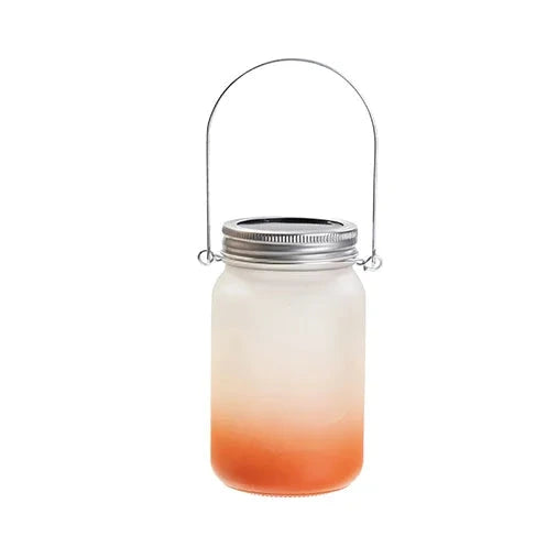 Sonnenglas Tischlampe aus Glas mit Solarmodul und LED - bedruckbar