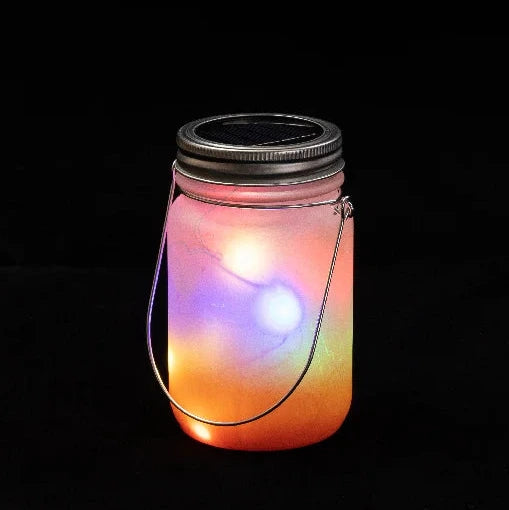 Sonnenglas Tischlampe aus Glas mit Solarmodul und LED - bedruckbar