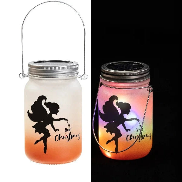 Sonnenglas Tischlampe aus Glas mit Solarmodul und LED - bedruckbar