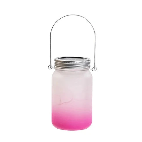 Sonnenglas Tischlampe aus Glas mit Solarmodul und LED - bedruckbar