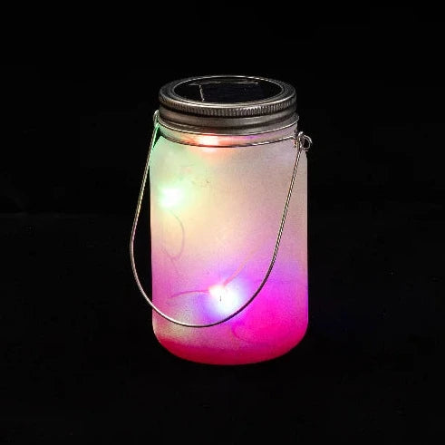 Sonnenglas Tischlampe aus Glas mit Solarmodul und LED - bedruckbar