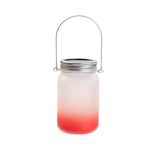 Sonnenglas Tischlampe aus Glas mit Solarmodul und LED - bedruckbar