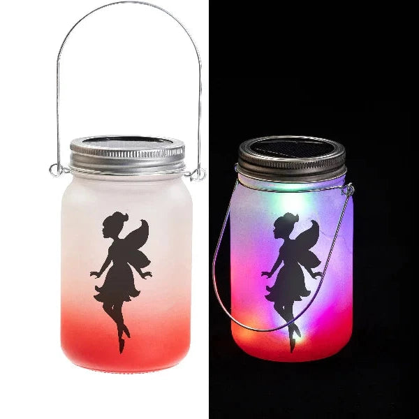 Sonnenglas Tischlampe aus Glas mit Solarmodul und LED - bedruckbar