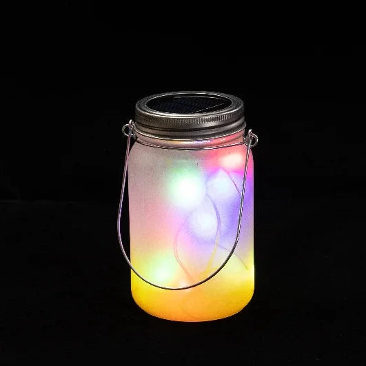 Sonnenglas Tischlampe aus Glas mit Solarmodul und LED - bedruckbar