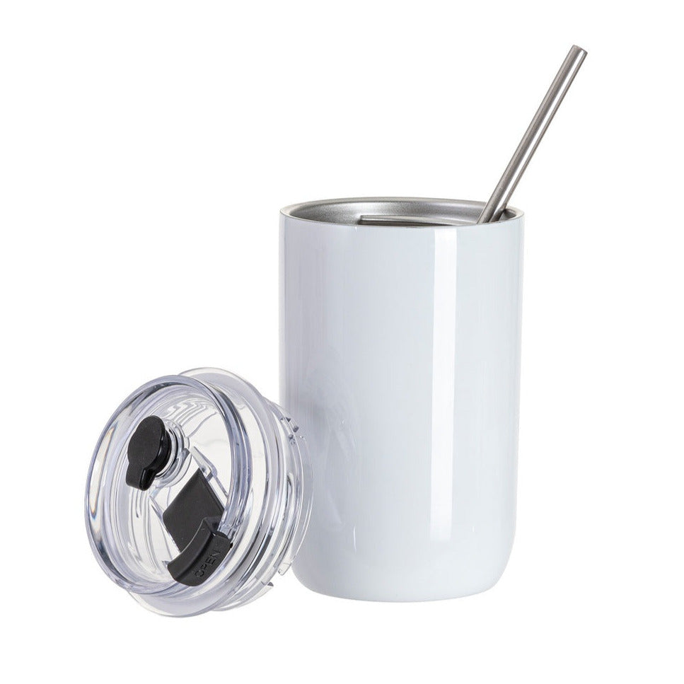 350ml/12oz Edelstahl Tumbler mit Metall Strohhalm und Flip Deckel für Sublimation