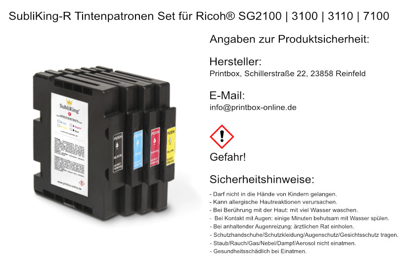SubliKing-R ink cartridge set for Ricoh® SG2100 | 3100 | 3110 | 7100