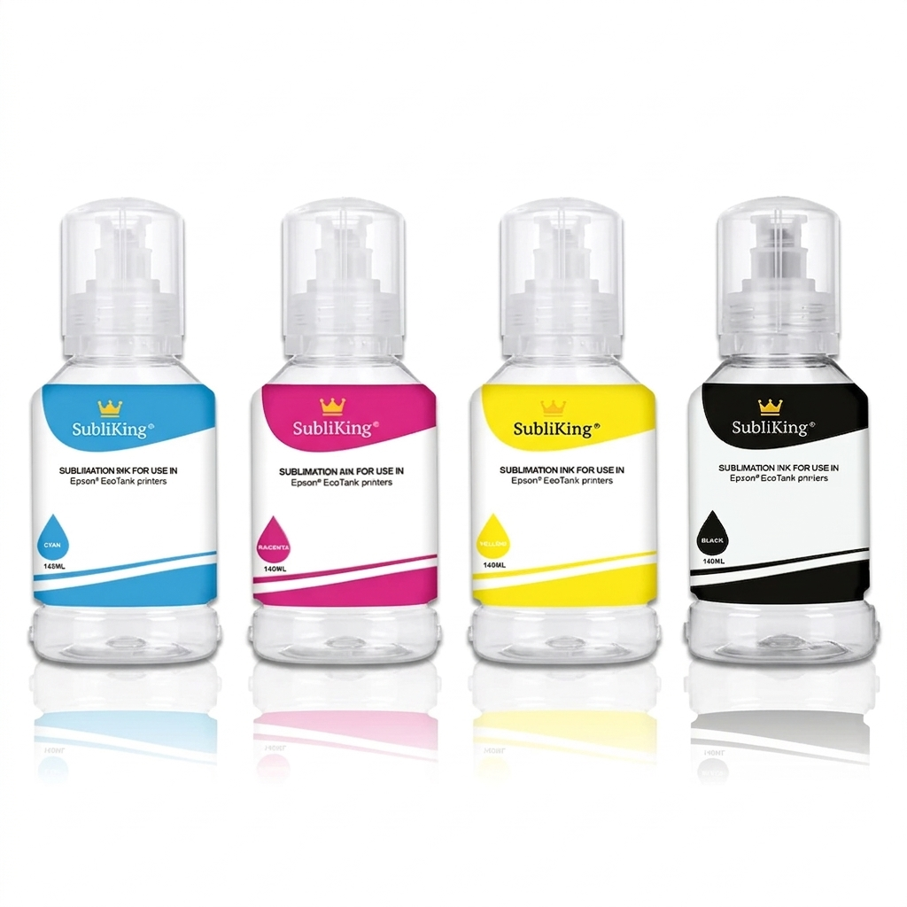 SubliKing® EcoTank Refill Set - 250ml Tinte + 140ml EcoTank Flaschen für alle Epson EcoTank Drucker