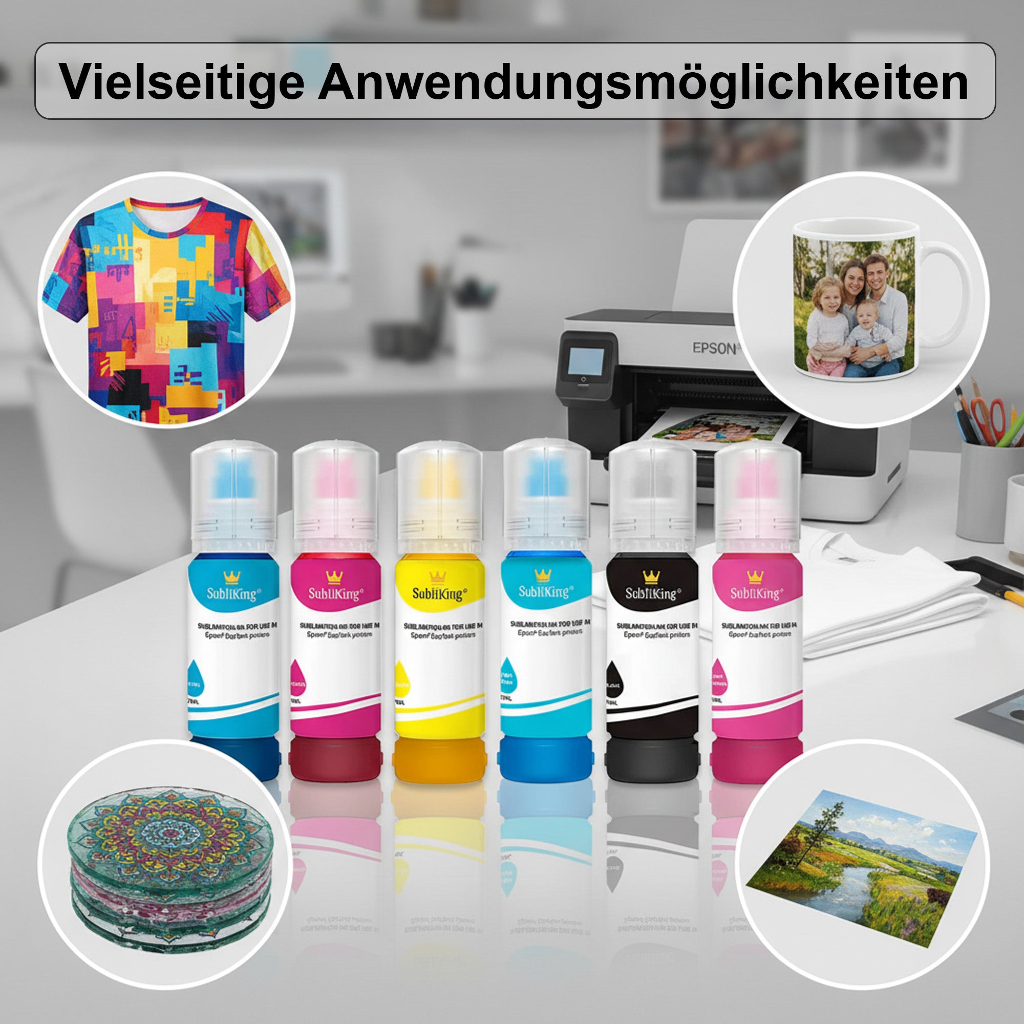 Subliking® sublimation inks in 6 colors for Epson® EcoTank ET-18100
