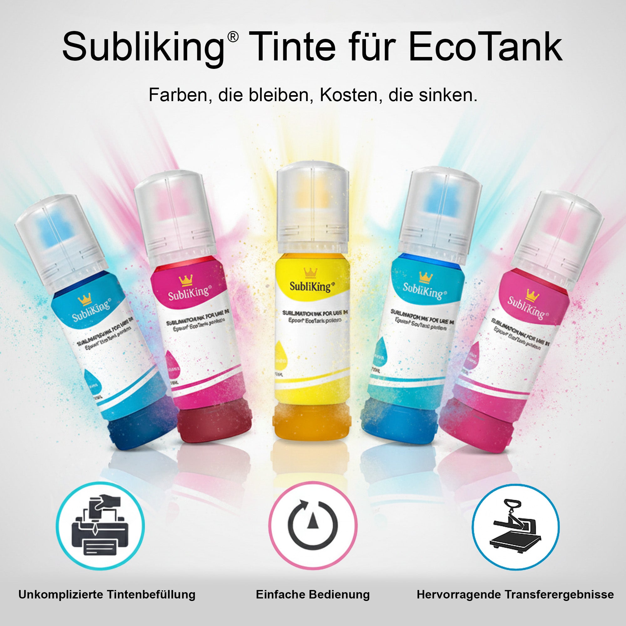 Subliking® sublimation inks in 6 colors for Epson® EcoTank ET-18100
