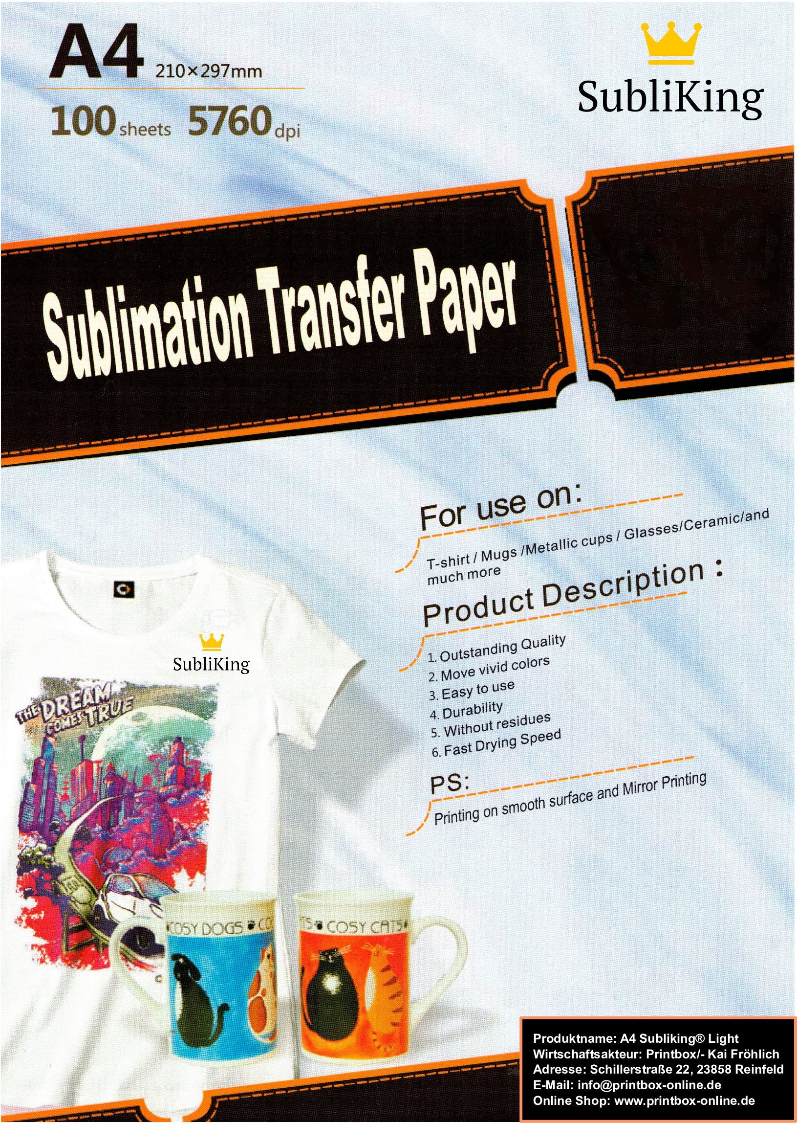 Subliking® HIQ Premium sublimation paper - various. Formats