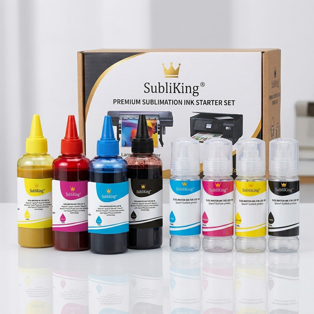 SubliKing® EcoTank Refill Set - 100ml Tinte + Flaschen für alle Epson EcoTank Drucker