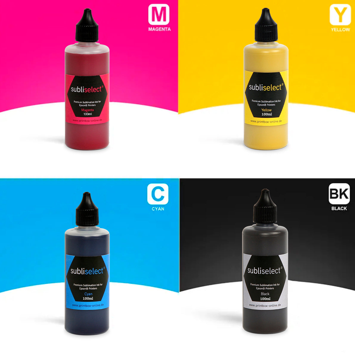 Subliselect® premium sublimation inks for Epson printers without EcoTank adapter