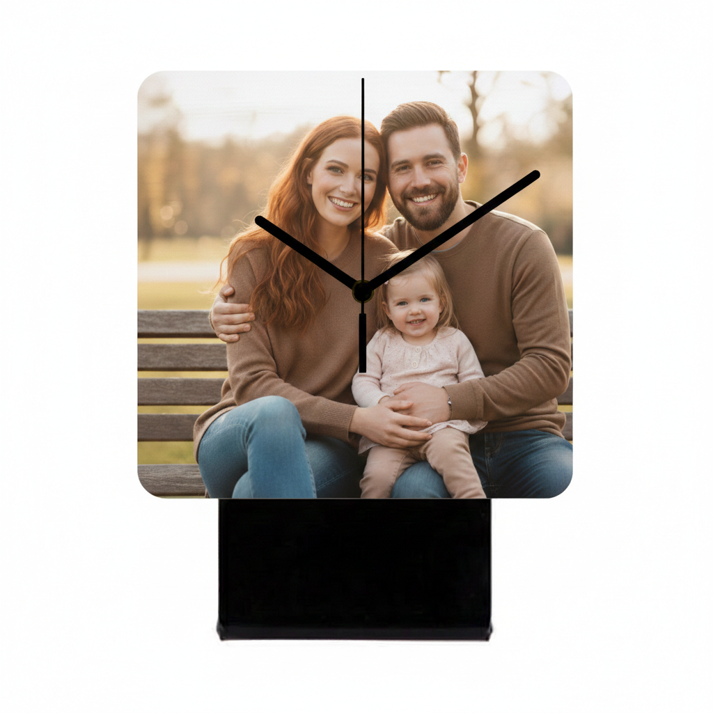 Subliking® Tischuhr aus Holz - 10x10cm - bedruckbar im Sublimationsdruck
