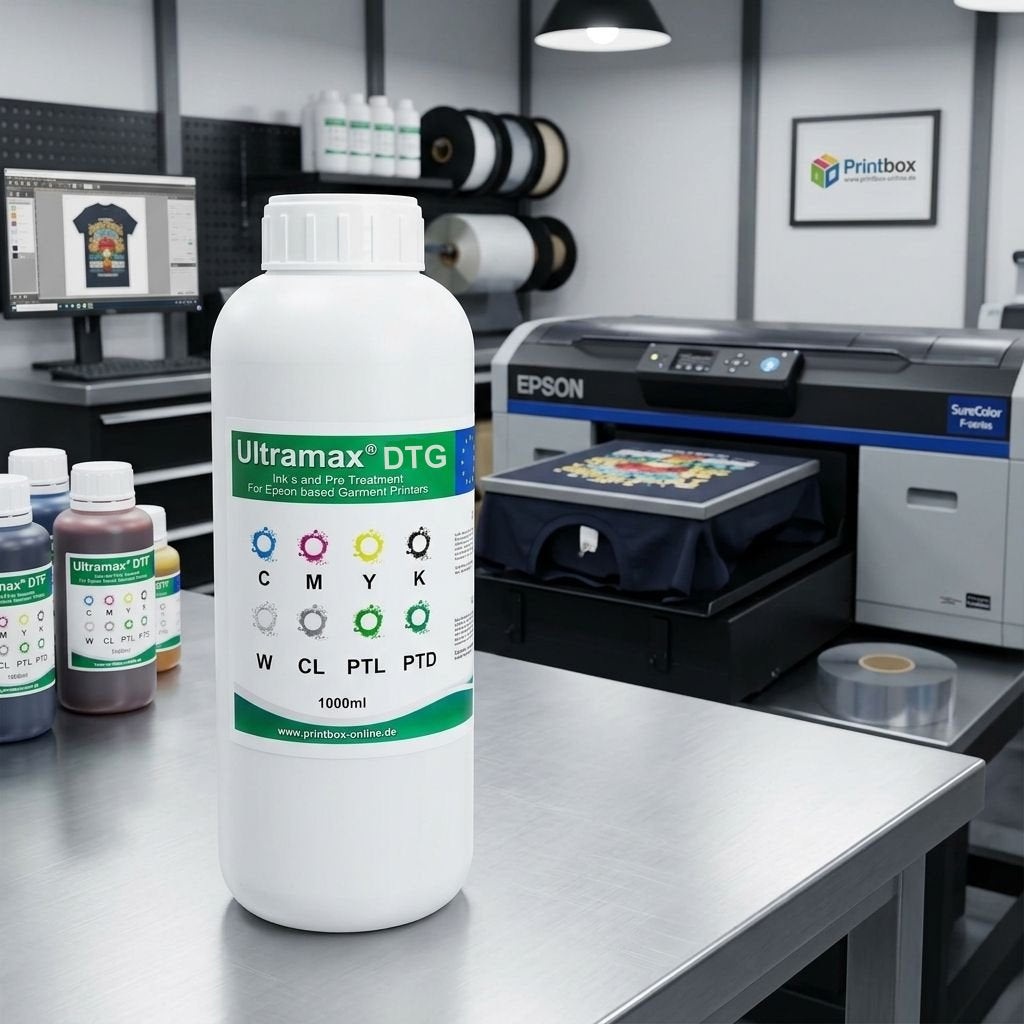 1L Ultramax® DTG Textil Pigment Tinten für Epson SureColor, Polyprint oder Texjet