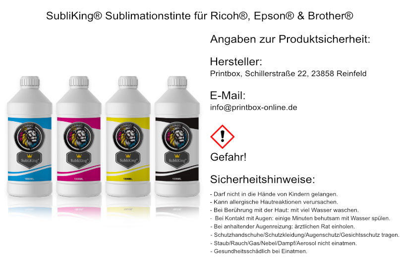 SubliKing® Sublimationstinte für Ricoh®, Epson® & Brother®