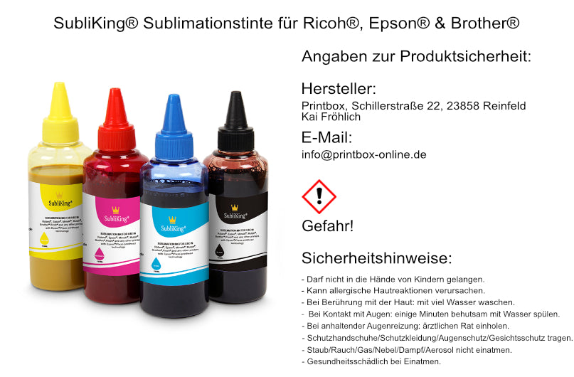 SubliKing® Sublimationstinte für Ricoh®, Epson® & Brother®