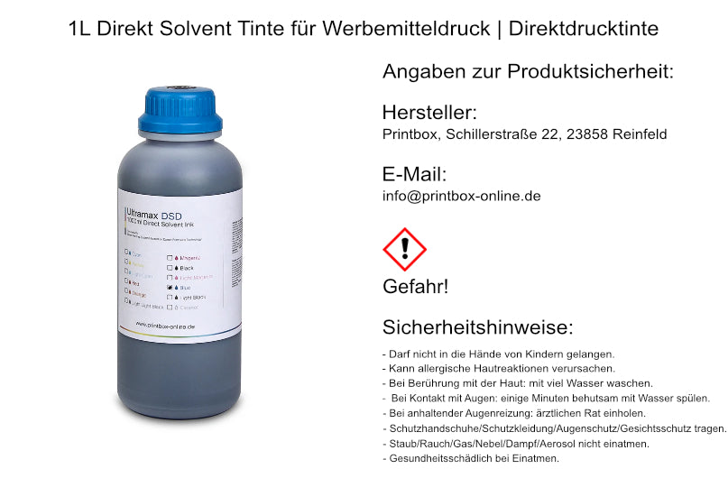 1L Direkt Solvent Tinte für Werbemitteldruck | Direktdrucktinte