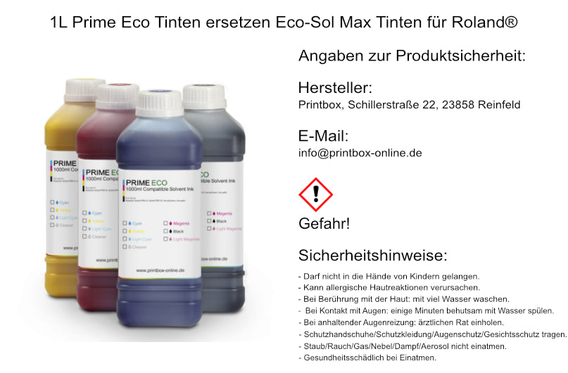 1L Prime Eco Tinten ersetzen Eco-Sol Max Tinten für Roland®