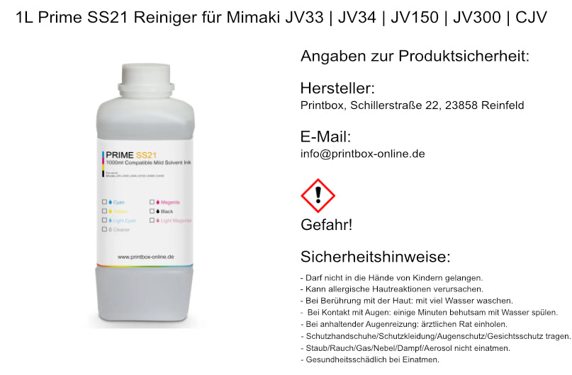 1L Prime SS21 Tinte für Mimaki JV33 | JV34 | JV150 | JV300 | CJV