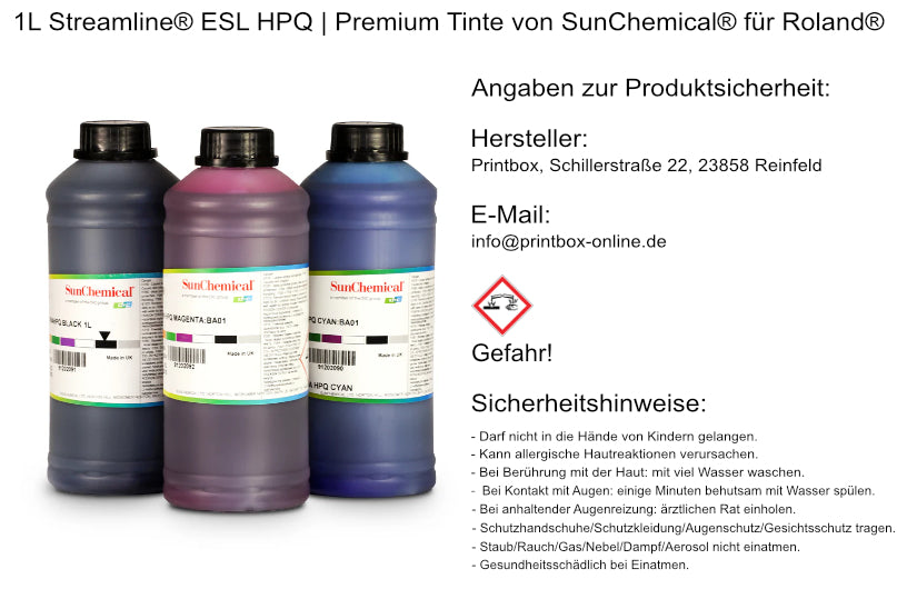 1L Streamline® ESL HPQ | Premium Tinte von SunChemical® für Roland®