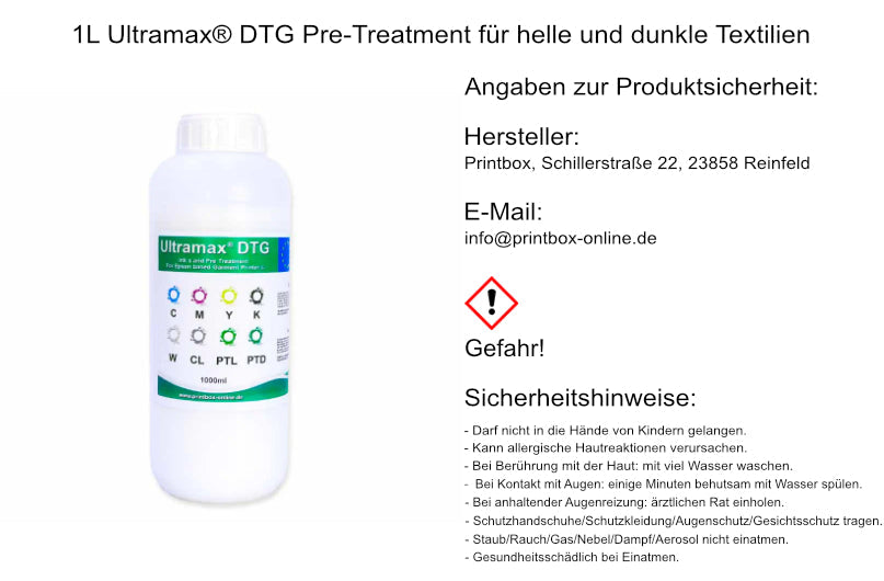 1L Ultramax® DTG ink for textile printing direct printing made in the EU