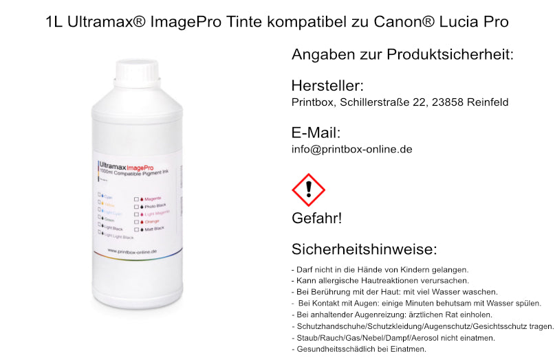 1L Ultramax® ImagePro Tinte kompatibel zu Canon® Lucia Pro