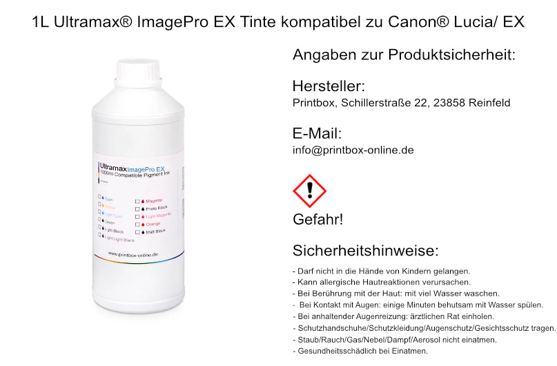 1L Ultramax® ImagePro EX Tinte kompatibel zu Canon® Lucia/ EX