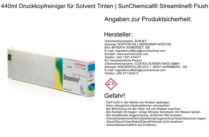 440ml printhead cleaner for solvent inks | SunChemical® Streamline® Flush