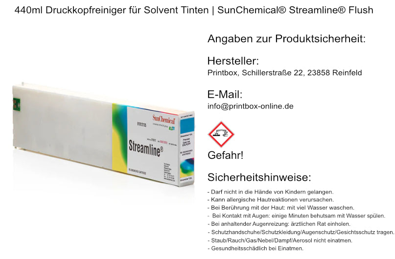 440ml Druckkopfreiniger für Solvent Tinten | SunChemical® Streamline® Flush