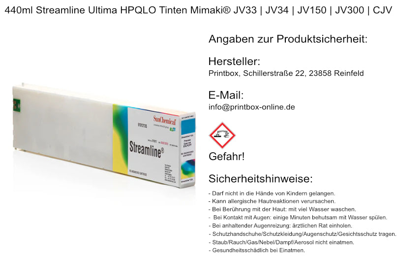 Streamline Ultima HPQ Tintenpatrone kompatibel für Mimaki® JV150 | JV300