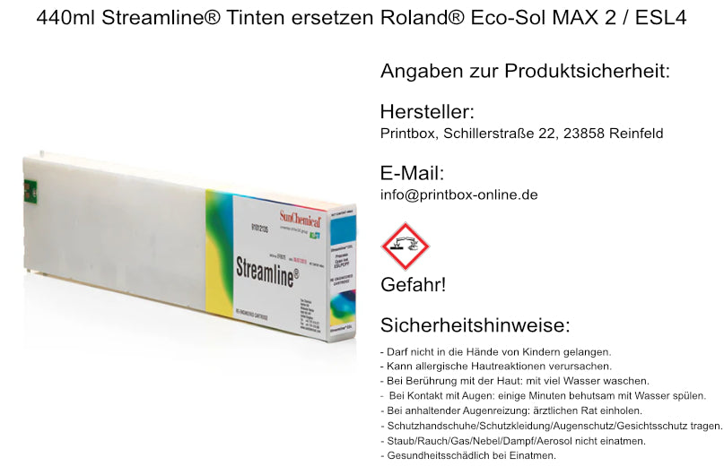 440ml Streamline® Tinten ersetzen Roland® Eco-Sol MAX 2 / ESL4