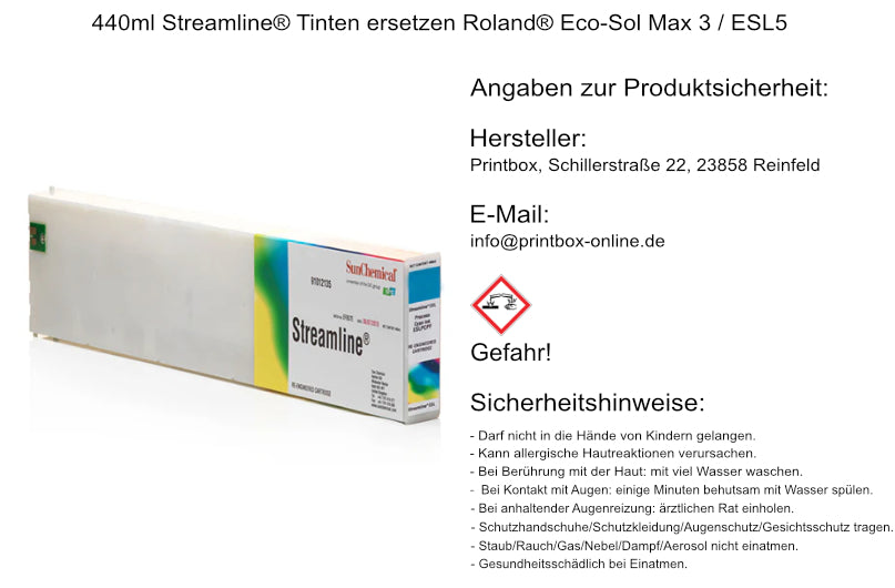 440ml Streamline® Tinten ersetzen Roland® Eco-Sol Max 3 / ESL5