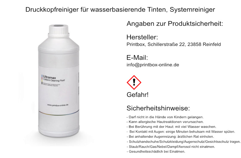 Druckkopfreiniger für wasserbasierende Tinten, Systemreiniger