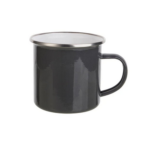 Emaille Tassen / Camping Becher mit Silber Rand für Sublimation - 12oz