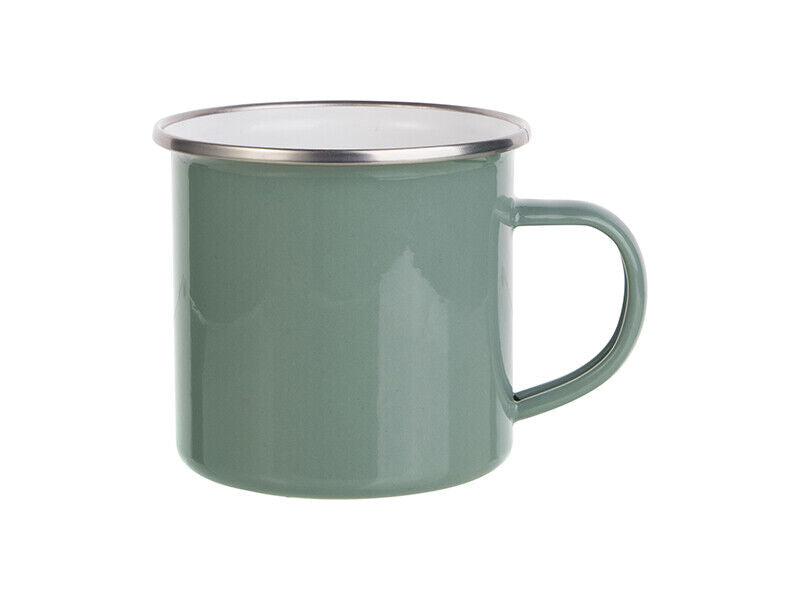 Emaille Tassen / Camping Becher mit Silber Rand für Sublimation - 12oz