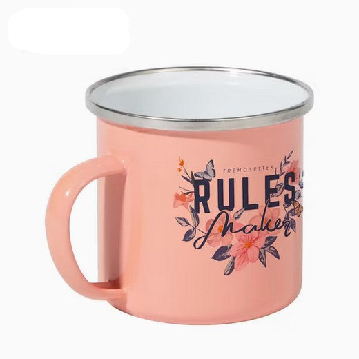 Emaille Tassen / Camping Becher mit Silber Rand für Sublimation