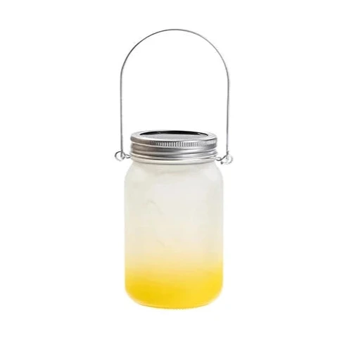 Tischlampe / Laterne aus Glas mit Solarmodul und LED - beleuchtet und bedruckbar