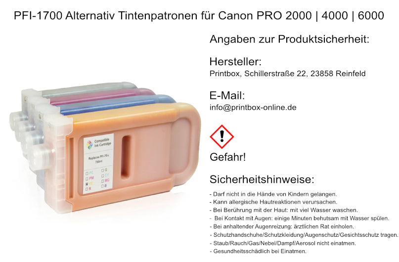 PFI-1700 Alternativ Tintenpatronen für Canon PRO 2000 | 4000 | 6000