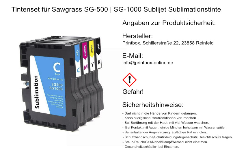 Alternativ Tintenset für Sawgrass SG-500 | SG-1000 Sublijet Sublimationstinte