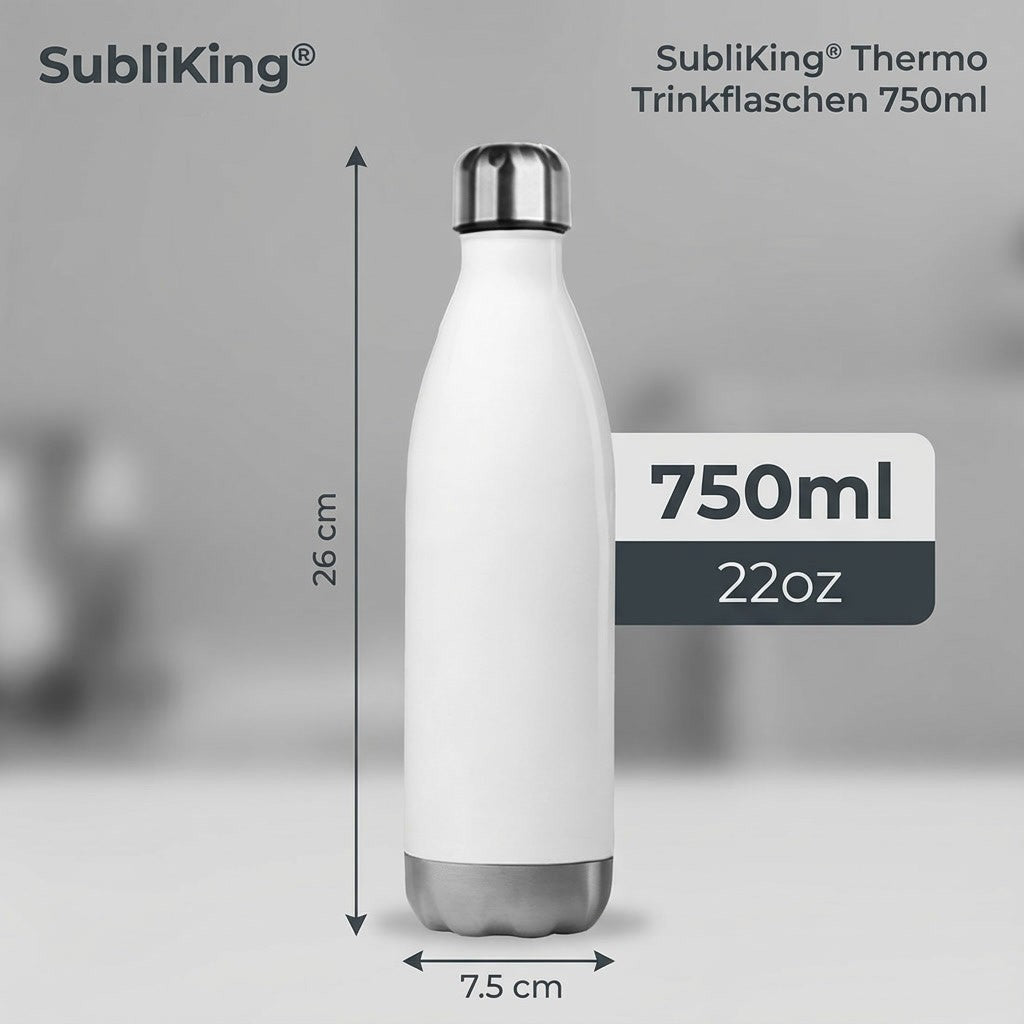 SubliKing® Thermo Trinkflaschen  500ml / 750ml aus Edelstahl für Sublimation