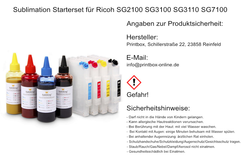 Sublimation Starterset für Ricoh SG2100 SG3100 SG3110 SG7100